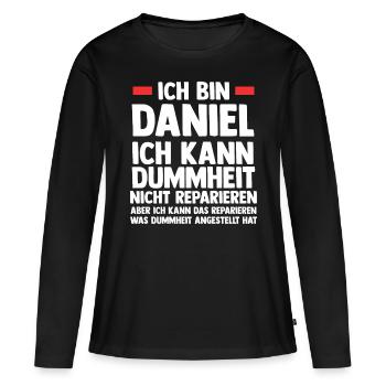 Daniel - Frauen Premium Bio Langarmshirt - Schwarz - Vorne - Julia (174cm)