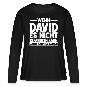 David - Frauen Premium Bio Langarmshirt - Schwarz - Vorne - Julia (174cm)