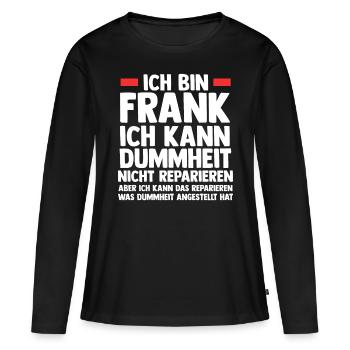 Frank - Frauen Premium Bio Langarmshirt - Schwarz - Vorne - Julia (174cm)