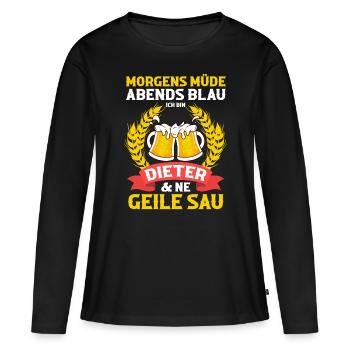Dieter - Frauen Premium Bio Langarmshirt - Schwarz - Vorne - Julia (174cm)