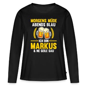 Markus - Frauen Premium Bio Langarmshirt - Schwarz - Vorne - Julia (174cm)