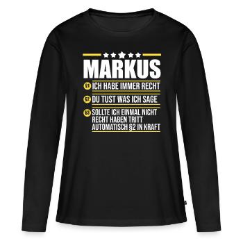 Markus - T-shirt manches longues Premium bio Femme - noir - Devant - Julia (174cm)