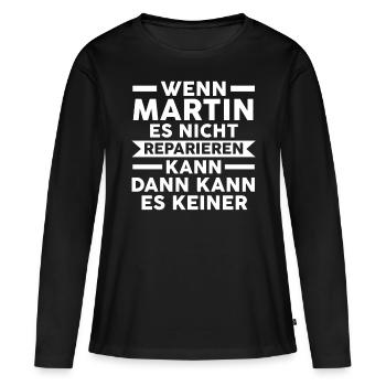 Martin - T-shirt manches longues Premium bio Femme - noir - Devant - Julia (174cm)