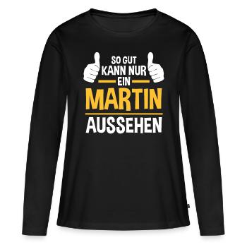 Martin - T-shirt manches longues Premium bio Femme - noir - Devant - Julia (174cm)