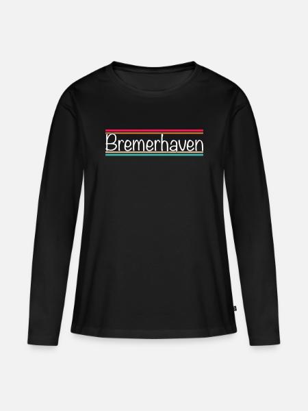 Bremerhaven - Frauen Premium Bio Langarmshirt - Schwarz