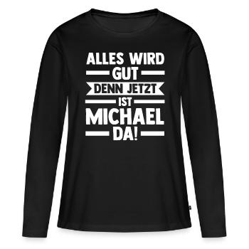 Michael - Frauen Premium Bio Langarmshirt - Schwarz - Vorne - Julia (174cm)