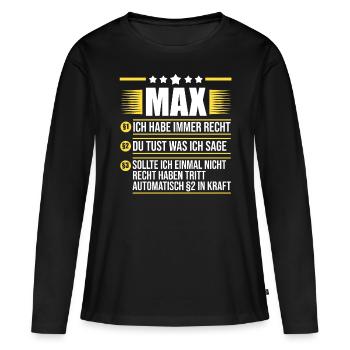 Max - Women's Premium Organic Long Sleeve Shirt - black - Front - Julia (174cm)