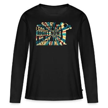 Drôle de saxophoniste Saxophoniste Saxophoniste Saxophoniste - T-shirt manches longues Premium bio Femme - noir - Devant - Julia (174cm)
