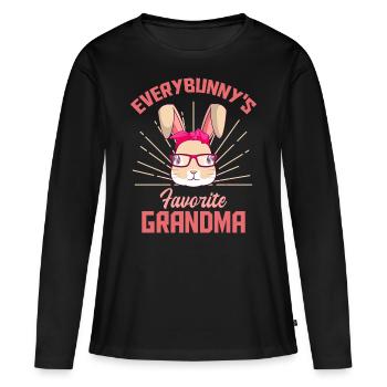 Grand-mère préférée de Everybunny Grand-mère Grand-mère Pâques - T-shirt manches longues Premium bio Femme - noir - Devant - Julia (174cm)