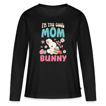 Je suis le lapin de Pâques cool maman maman Pâques - T-shirt manches longues Premium bio Femme - noir - Devant - Julia (174cm)