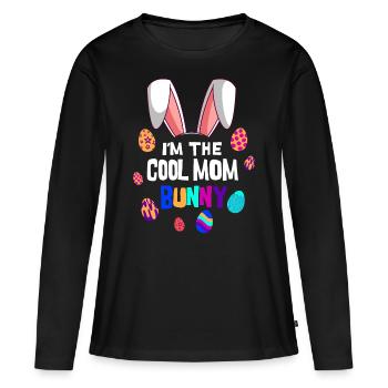 Je suis le lapin de Pâques cool maman maman Pâques - T-shirt manches longues Premium bio Femme - noir - Devant - Julia (174cm)