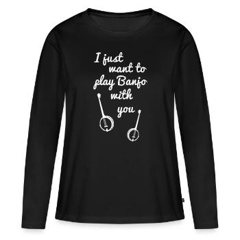 Chemises Banjo Pour Hommes Bluegrass Appalachia Folk - T-shirt manches longues Premium bio Femme - noir - Devant - Julia (174cm)