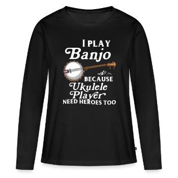 Chemises Banjo Pour Hommes Bluegrass Appalachia Folk - T-shirt manches longues Premium bio Femme - noir - Devant - Julia (174cm)