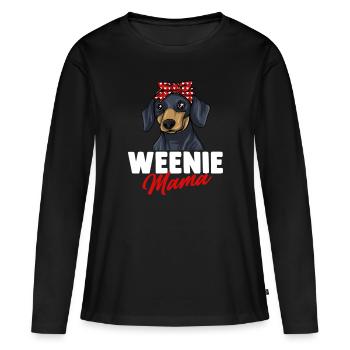 Dachshund Geschenk Dixie Wiener Doxie Dackel - Frauen Premium Bio Langarmshirt - Schwarz - Vorne - Julia (174cm)