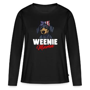 Dachshund Geschenk Dixie Wiener Doxie Dackel - Frauen Premium Bio Langarmshirt - Schwarz - Vorne - Julia (174cm)