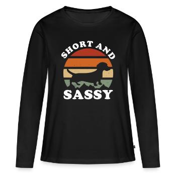Dachshund Geschenk Dixie Wiener Doxie Dackel - Frauen Premium Bio Langarmshirt - Schwarz - Vorne - Julia (174cm)