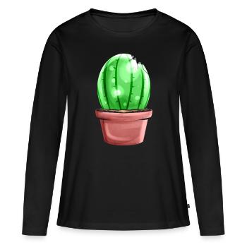 Oeuf peint ressemblant à une décoration de cactus pour - T-shirt manches longues Premium bio Femme - noir - Devant - Julia (174cm)