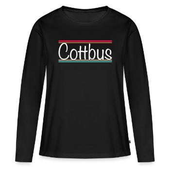 Cottbus - Frauen Premium Bio Langarmshirt - Schwarz - Vorne - Julia (174cm)