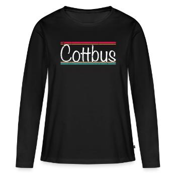 Cottbus - Frauen Premium Bio Langarmshirt - Schwarz - Vorne - Julia (174cm)