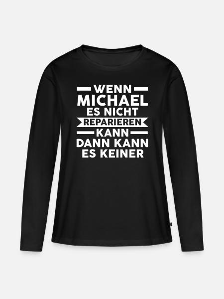 Michael - Frauen Premium Bio Langarmshirt - Schwarz