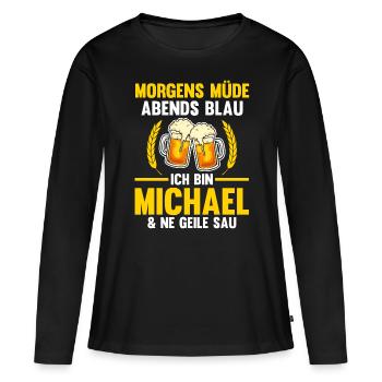 Michael - Frauen Premium Bio Langarmshirt - Schwarz - Vorne - Julia (174cm)