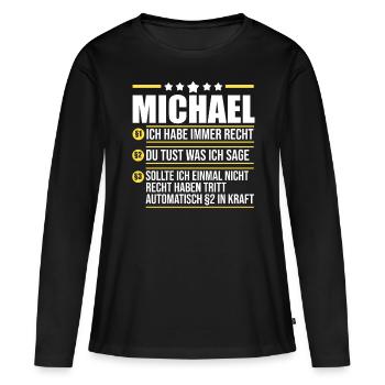 Michael - Frauen Premium Bio Langarmshirt - Schwarz - Vorne - Julia (174cm)