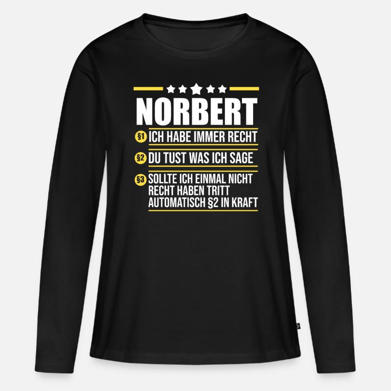 Norbert - Frauen Premium Bio Langarmshirt - Schwarz