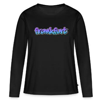 Francfort - T-shirt manches longues Premium bio Femme - noir - Devant - Julia (174cm)