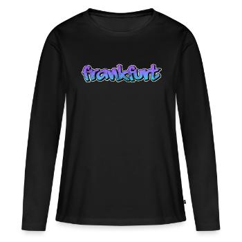 Francfort - T-shirt manches longues Premium bio Femme - noir - Devant - Julia (174cm)