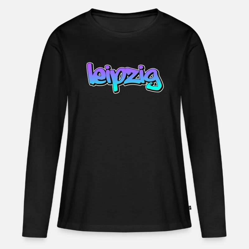 leipzig - Frauen Premium Bio Langarmshirt - Schwarz