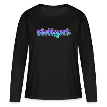 Stuttgart - T-shirt manches longues Premium bio Femme - noir - Devant - Julia (174cm)