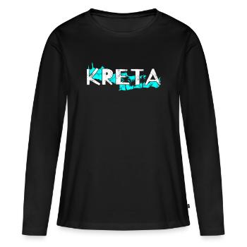 Kreta - Frauen Premium Bio Langarmshirt - Schwarz - Vorne - Julia (174cm)