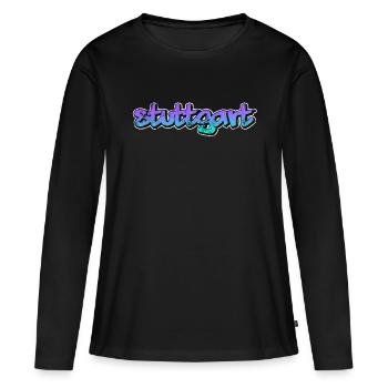 Stuttgart - T-shirt manches longues Premium bio Femme - noir - Devant - Julia (174cm)