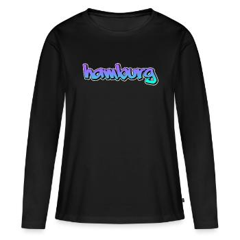Hambourg - T-shirt manches longues Premium bio Femme - noir - Devant - Julia (174cm)