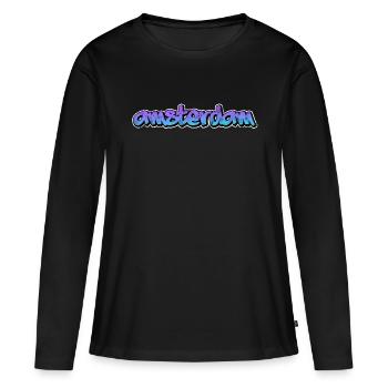 Amsterdam - T-shirt manches longues Premium bio Femme - noir - Devant - Julia (174cm)