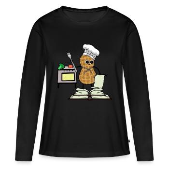 Peanut Cookbook Hobby Chef Cuisinière de cuisine - T-shirt manches longues Premium bio Femme - noir - Devant - Julia (174cm)