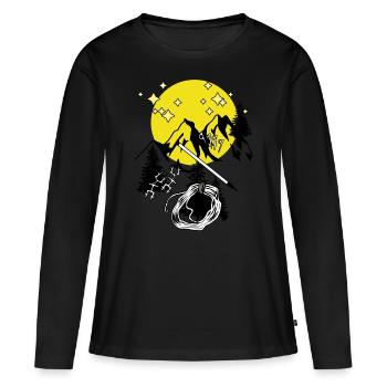Tyrol Alpes Montagnes Pleine Lune Montagnes Alpiniste Alm - T-shirt manches longues Premium bio Femme - noir - Devant - Julia (174cm)