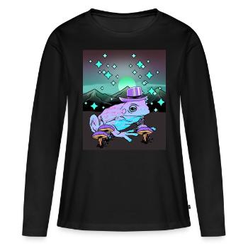 Grenouille magique Grenouilles Crapaud Amphibien Occulte - T-shirt manches longues Premium bio Femme - noir - Devant - Julia (174cm)