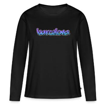 Barcelone - T-shirt manches longues Premium bio Femme - noir - Devant - Julia (174cm)