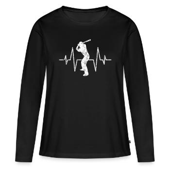 Battement de cœur de baseball - T-shirt manches longues Premium bio Femme - noir - Devant - Julia (174cm)
