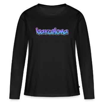 Barcelone - T-shirt manches longues Premium bio Femme - noir - Devant - Julia (174cm)