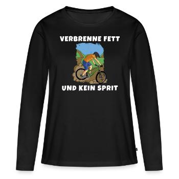 Verbrenne Fett und kein Sprit Eine nachhaltige Art - Frauen Premium Bio Langarmshirt - Schwarz - Vorne - Julia (174cm)