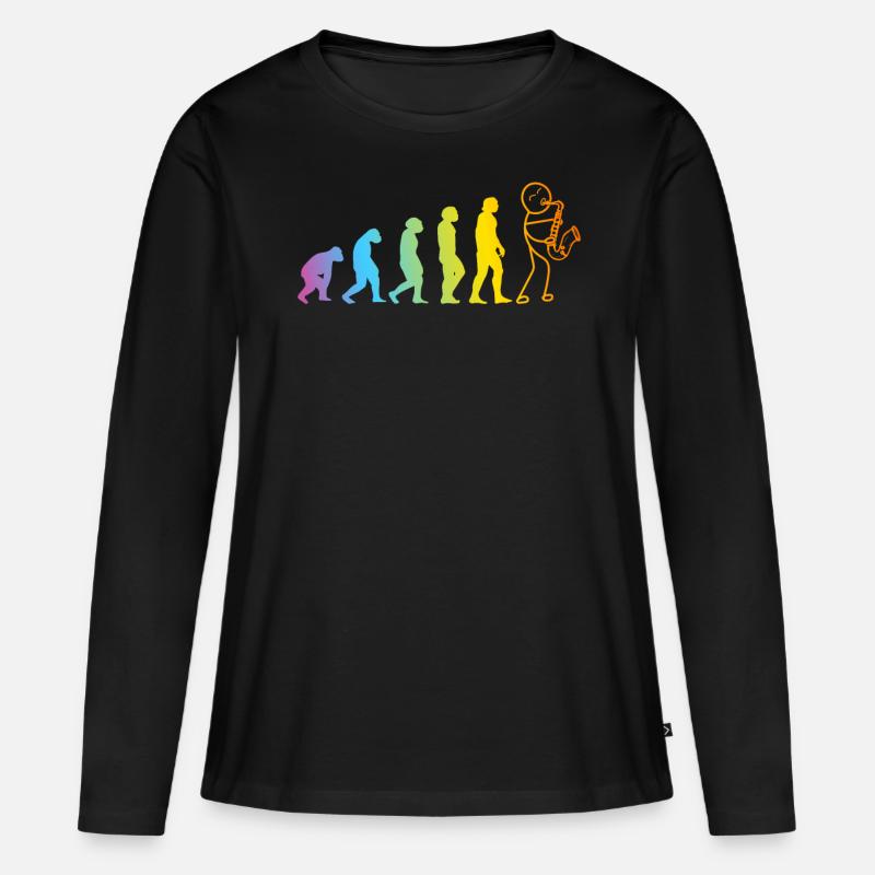 Saxophone Player Evolution Saxophone Saxophonist E - Frauen Premium Bio Langarmshirt - Schwarz
