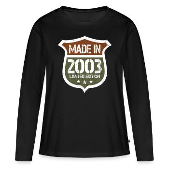 20e anniversaire Né en 2003 Fabriqué en 2003 - T-shirt manches longues Premium bio Femme - noir - Devant - Julia (174cm)