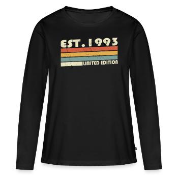 30. Geburtstag Jahrgang 1993 Estimated 1993 - Frauen Premium Bio Langarmshirt - Schwarz - Vorne - Julia (174cm)