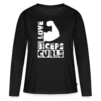 J’aime biceps boucles dictons biceps muscles - T-shirt manches longues Premium bio Femme - noir - Devant - Julia (174cm)