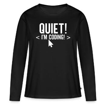 Silently I Programmer Codeur de programmation - T-shirt manches longues Premium bio Femme - noir - Devant - Julia (174cm)