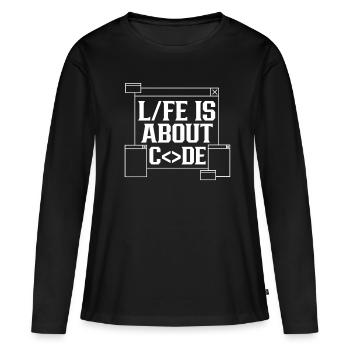 Im Leben Geht Es Um Code Coding Coder - Frauen Premium Bio Langarmshirt - Schwarz - Vorne - Julia (174cm)