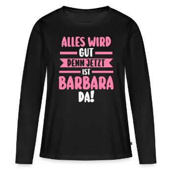 Barbara - Frauen Premium Bio Langarmshirt - Schwarz - Vorne - Julia (174cm)