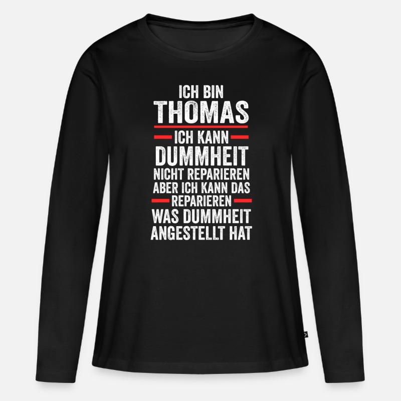 Thomas - Frauen Premium Bio Langarmshirt - Schwarz
